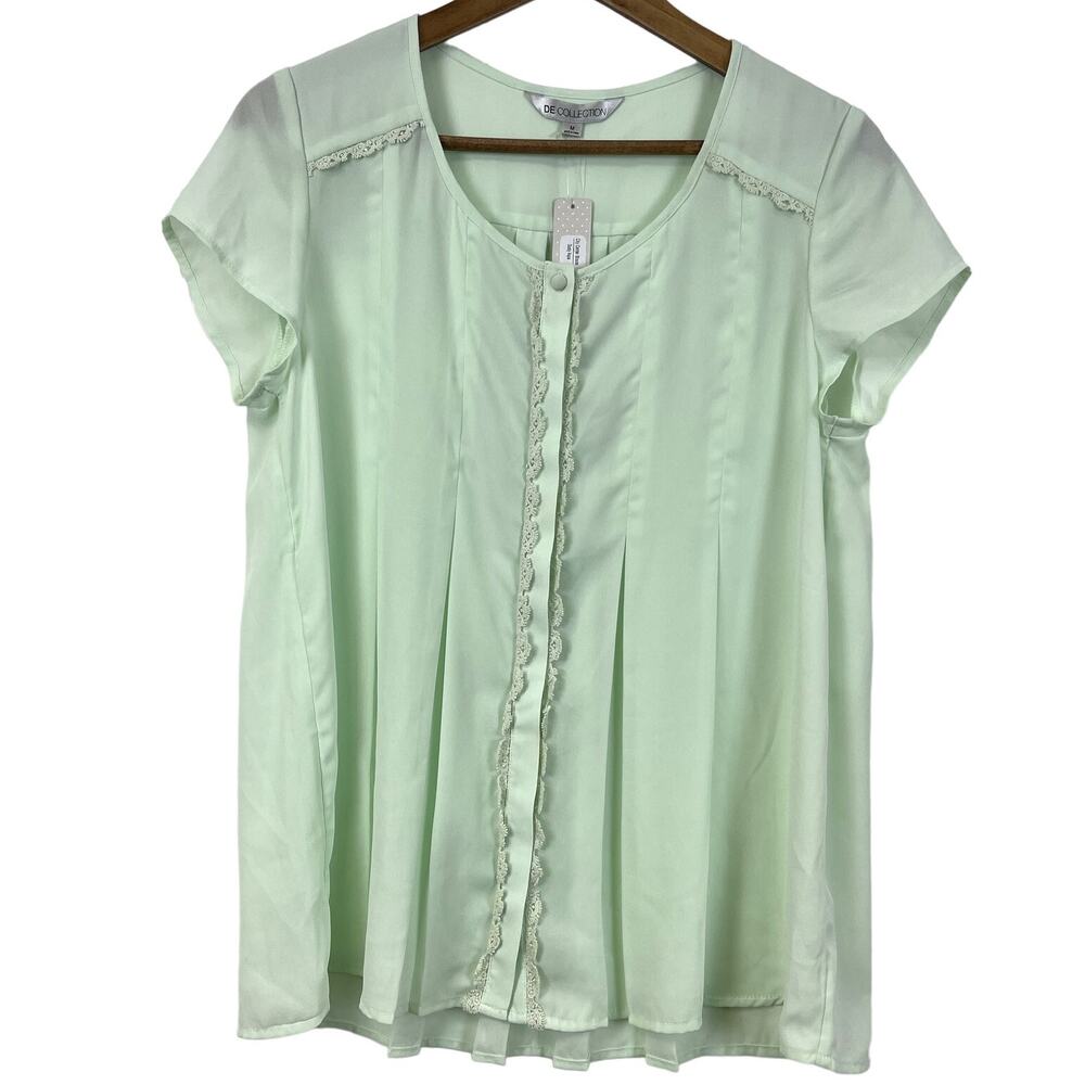 DE Collection City Center Blouse Top Womens Size Medium Cottagecore Coquette‎